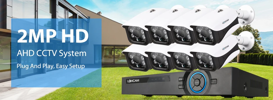 LOXCAM h.265 8CH HDMI 1080P DVR комплект 8x1080P SONY 2MP CVI уличная Водонепроницаемая камера система безопасности комплект видеонаблюдения HDMI