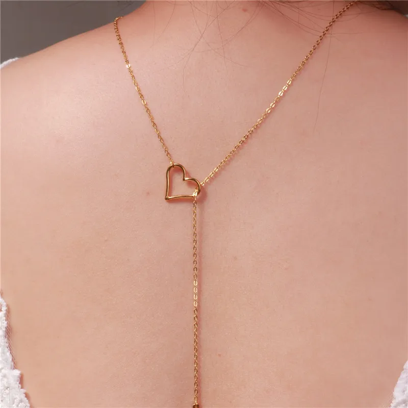 Ожерелье в форме сердца с подвеской виде полого стержня дизайнерское длинное