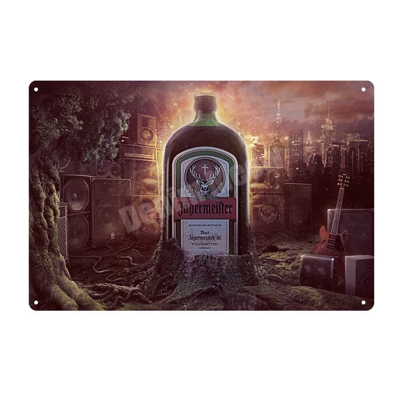 D Jagermeister потертый шик, металлический плакат, украшение для паба, бара, голова оленя, настенная наклейка, ликер, металлическая настенная художественная жестяная вывеска, домашний декор, MN107 - Цвет: D