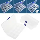 Регулируемая пластиковая шкатулка для колец и серег, 3 шт.лот, 15 ячеек, съемная коробка для инструментов, коробка в ассортименте с крышкой