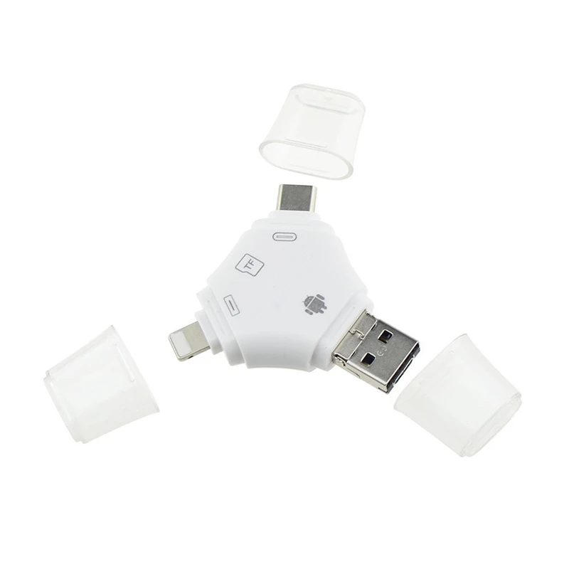 4 в 1 TF/MicroSD кардридер OTG Micro USB Type C для iPhone X 5 6 7 8 iPad Macbook Android Phone|Картридеры| |