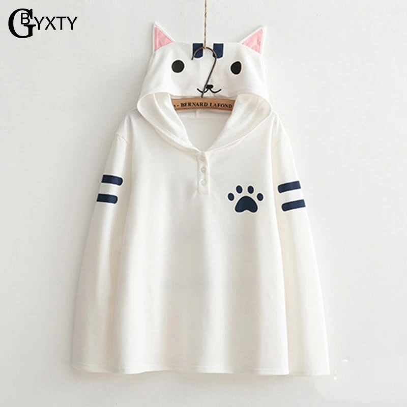 Женский пуловер с капюшоном GBYXTY poleron Kawaii Cat печатные толстовки 2019 весна осень