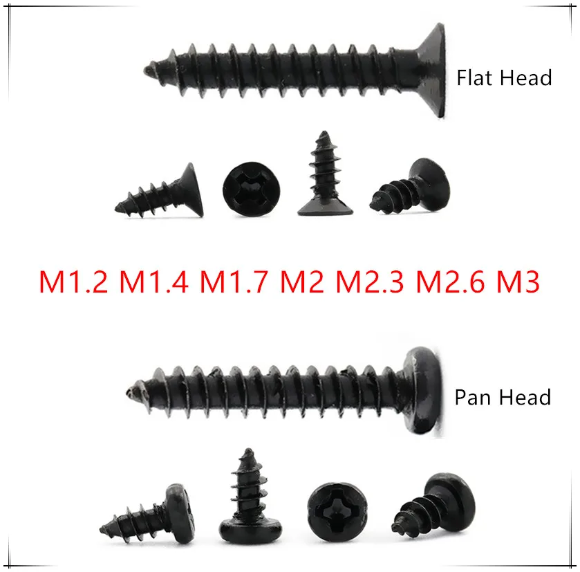 Винты Phillips M1.2/M1.4/M1.7/M2/M2.3/M2.6/M3 * 3/4/5/6/8/10 мм Саморез с потайной плоской/сковородной