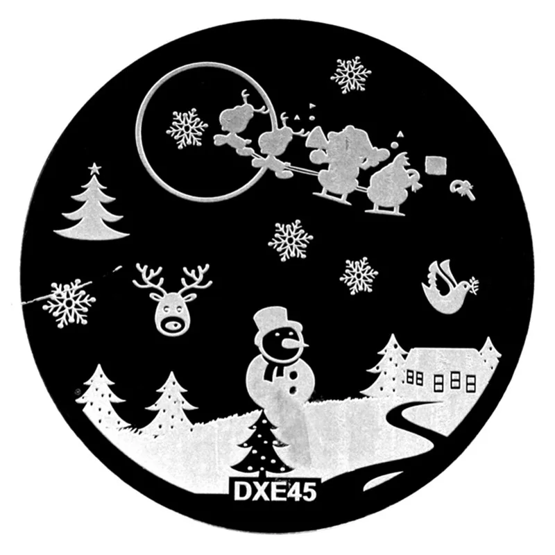 15-DXE45 ELECOOL DIY Рождественская серия круглые пластины для штамповки ногтей из нержавеющей стали Шаблон для штамповки Леди Женщины Девушка штамповки - Цвет: 15-DXE45