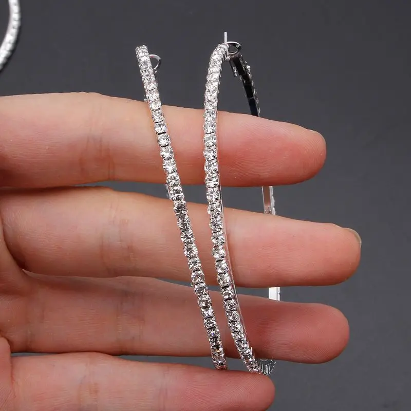 Sparking Rhinestone Crystal Large Circle Hoop Earrings For Women Fashion Jewelry | Украшения и аксессуары