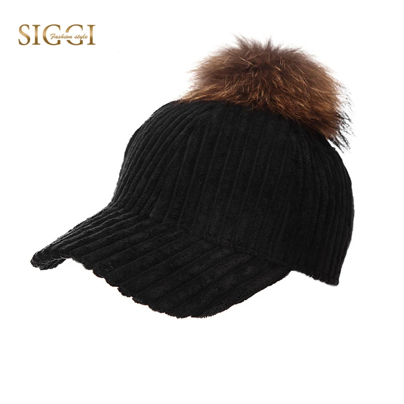 Siggi на весну и зиму теплые Бейсбол шапки для Для женщин Сплошной помпоном
