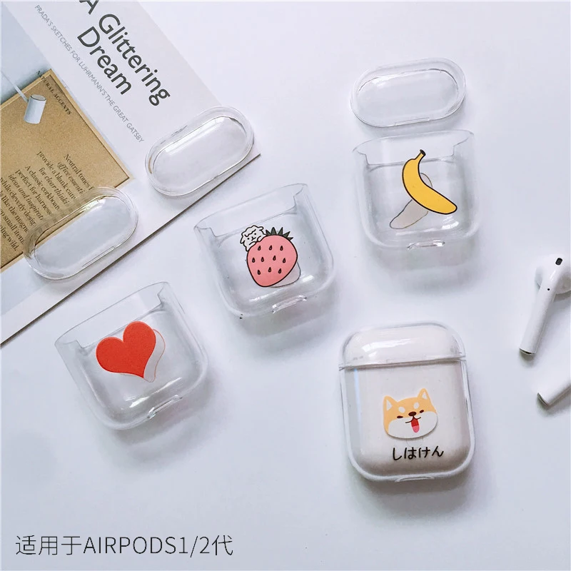 Защитный чехол Airpods с рисунком ударопрочный Прозрачный жесткий Airpods2 комплект