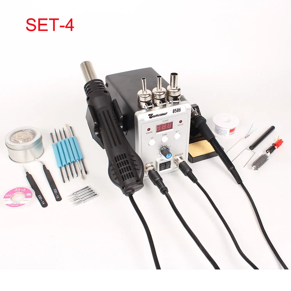 SET-4 8586 760 Вт 220 В 2 в 1 паяльная станция горячий воздушный пистолет паяльник SMD BGA паяльная Распайка сварочный Ремонт Инструменты - Цвет: SET-4