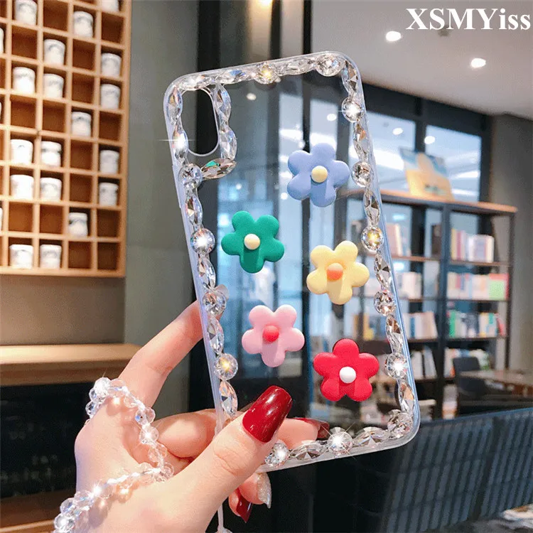 

Bling Diamond Phone Case For Samsung A3 A5 A7 2017 A9 A8 A6 PLUS A50 A70 A80 A51 A71 A91 M20 M30 Fashion Flower Soft Back Case