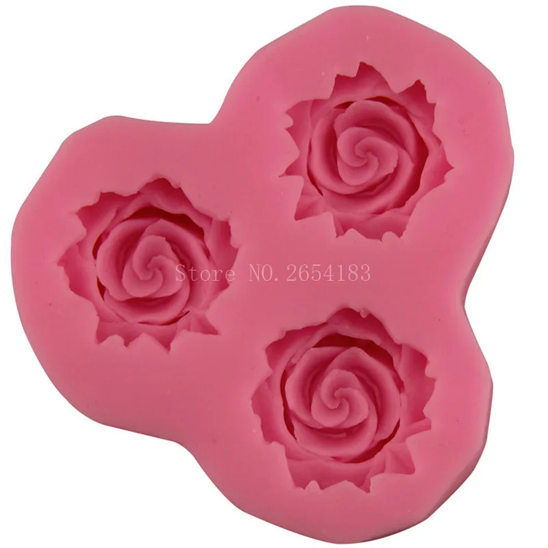 3 hold роза цветок силиконовые Fondant(сахарная) Мыло 3D форма для торта, капкейков желе конфеты украшения выпечки Формы пресс-формы FQ3132