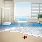 Пользовательские пол обои 3D настенная пляж; морские волны Морская звезда кухня самоклеющаяся настенная бумага водонепроницаемый для ванной комнаты домашний декор