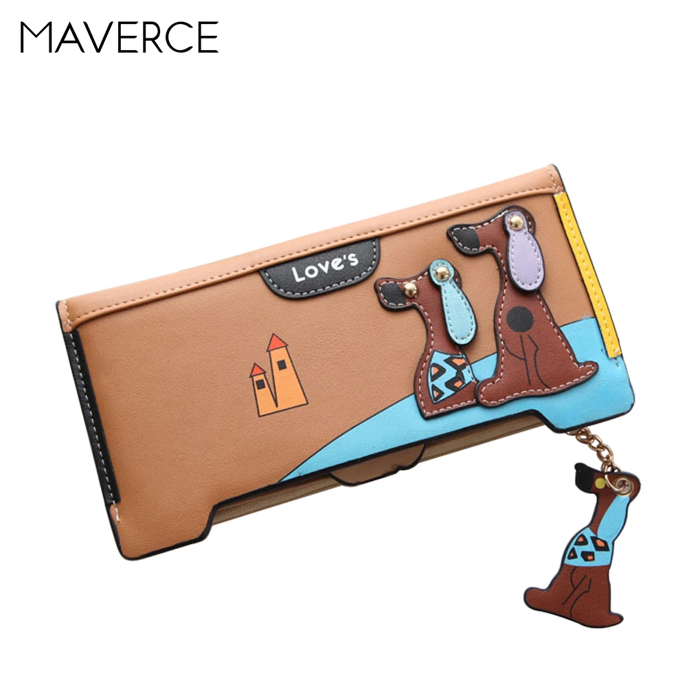 

4 Color Korean style Women Wallets Cartoon dog hasp Women's Purse long Design lovely Ladies Wallet PU Leather Card Holder