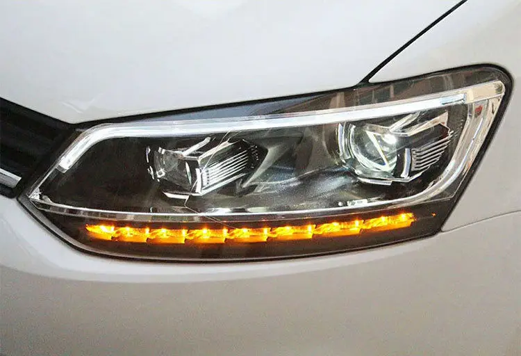 Стильный автомобильный головной светильник s в сборе для Volkswagen VW Polo светодиодный головной светильник s 2011- DRL Объектив Двойной Луч биксеноновый автомобильный светильник