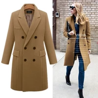 b autumn winter coat women casual wool solid jackets blazers female elegant double breasted long coat ladies
