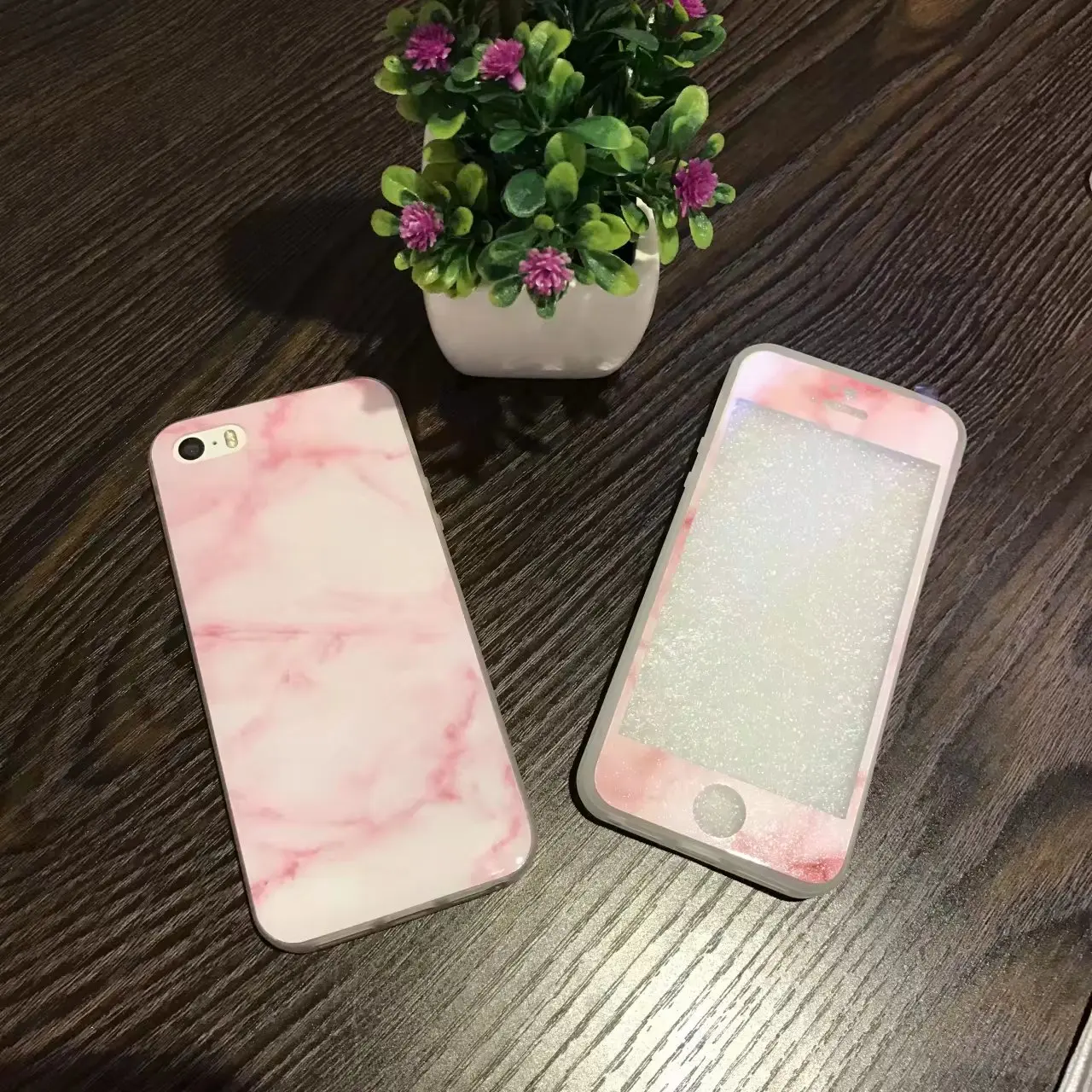 Для iPhone 5 5S SE Чехлы под мрамор + Защитная пленка для экрана из закаленного стекла