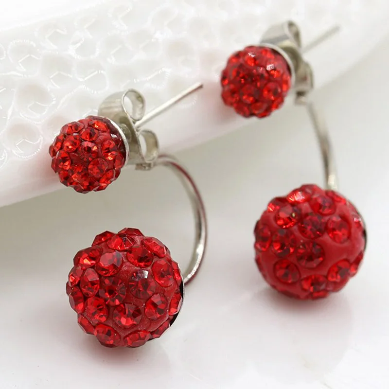 Стразы Двухсторонние серьги-гвоздики в форме Шамбала для женщин серьги из