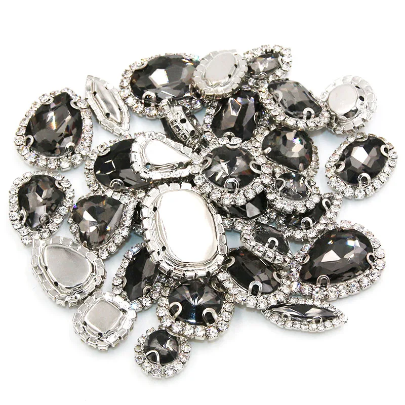 Новая Серая Смешанная форма Хрустальная пуговица стеклянная страз с плоской