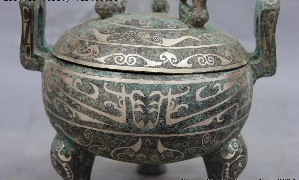 Китайский Королевский бронзовый медный Серебристый позолоченный горшок с тремя