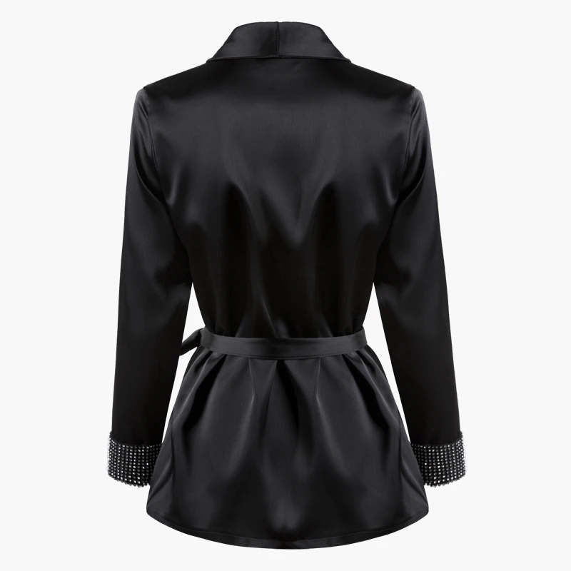 HIGH STREET Новая мода дизайнерский Блейзер Куртка женская шаль воротник полосный пояс бриллиантами страз двубортный блейзер