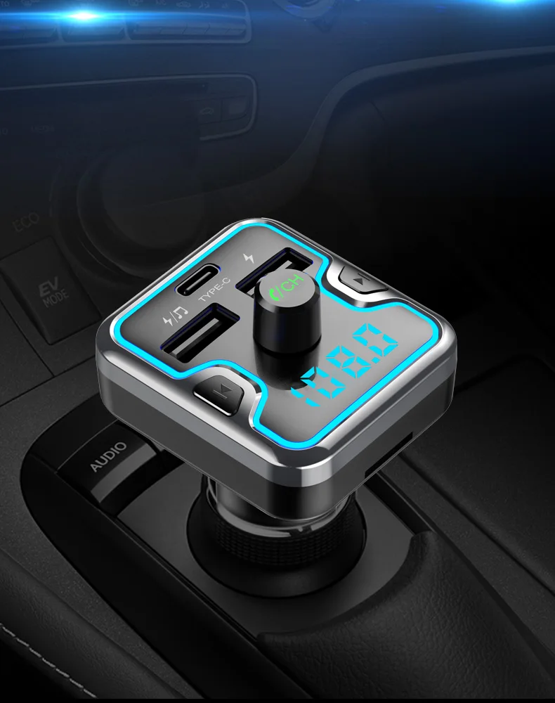 CDEN Автомобильный MP3 музыкальный плеер U диск музыка Bluetooth 5,0 приемник fm-передатчик usb type-c быстрое автомобильное зарядное устройство Автомобильный дыхательный свет