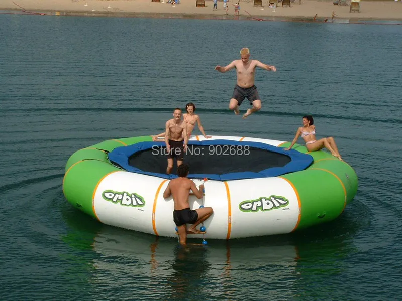 Большая скидка! Надувной водный батут зеленый белый диаметр 5 м 2017 по заводской