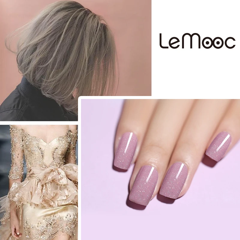 LEMOOC дизайн ногтей 8 мл Сияющий Блестящий Платиновый цветной гель Хрустальный лак