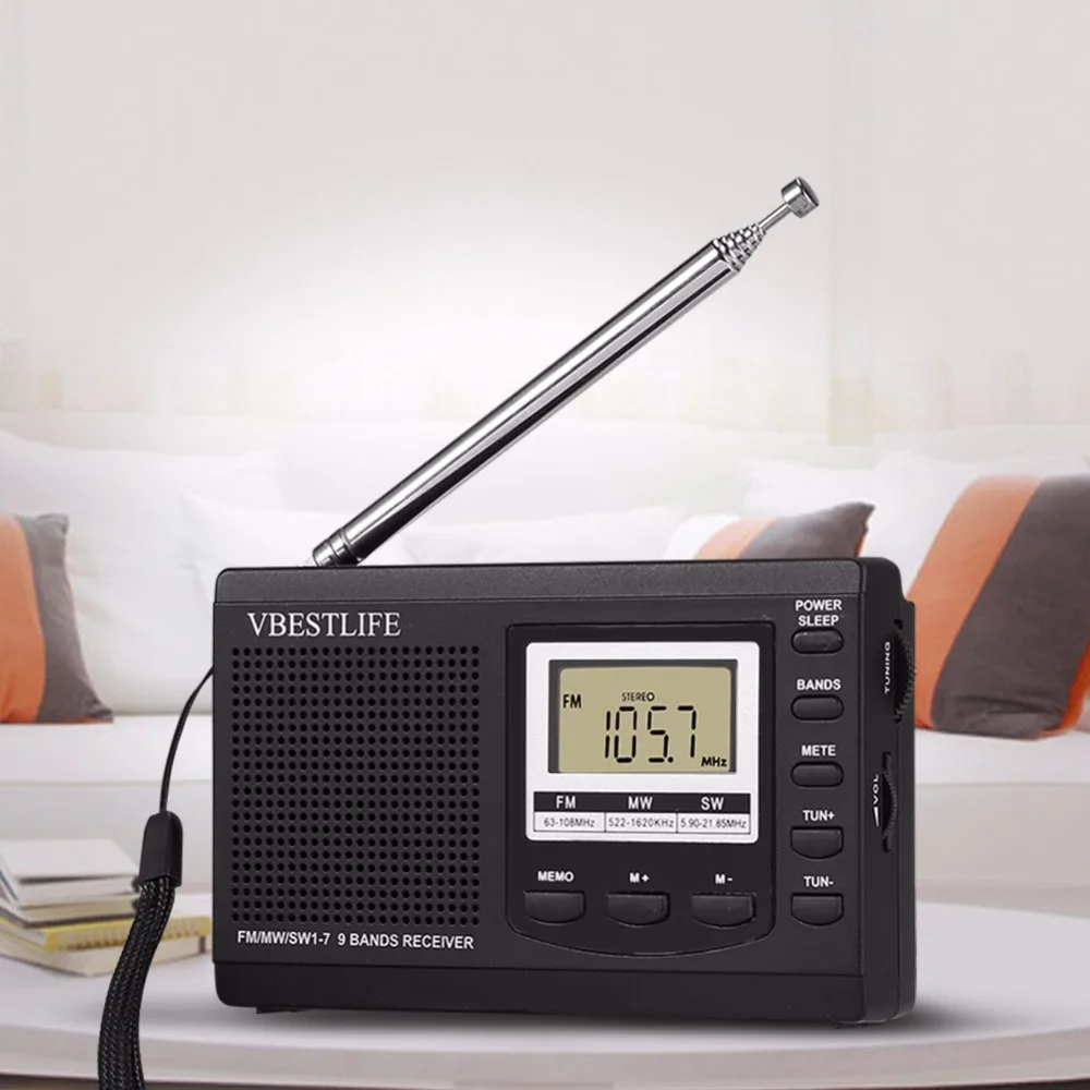 VBESTLIFE портативное мини-радио DSP FM MW SW приемник аварийный Радио Цифровой Будильник FM радио антенна FM приемник ЖК-дисплей