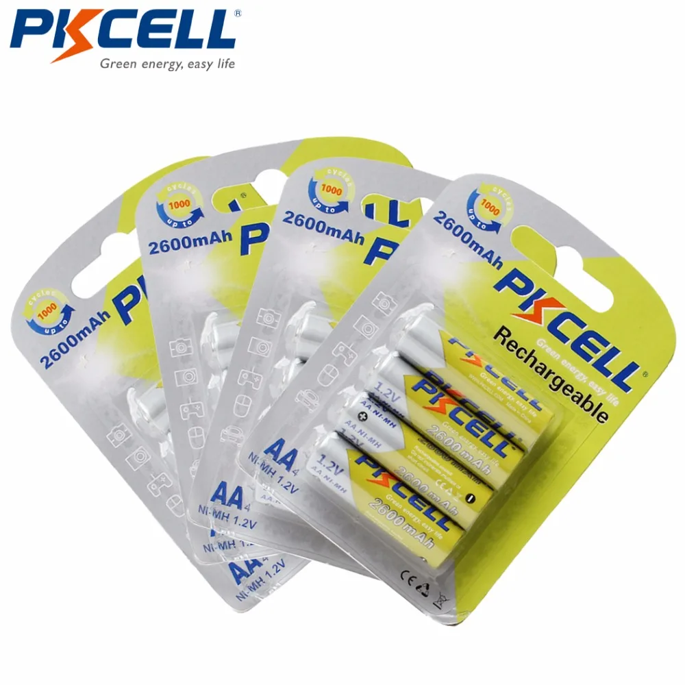 

Аккумуляторные батарейки PKCELL 4/16 шт., AA Ni-MH 2600 мАч 1,2 в AA 2A