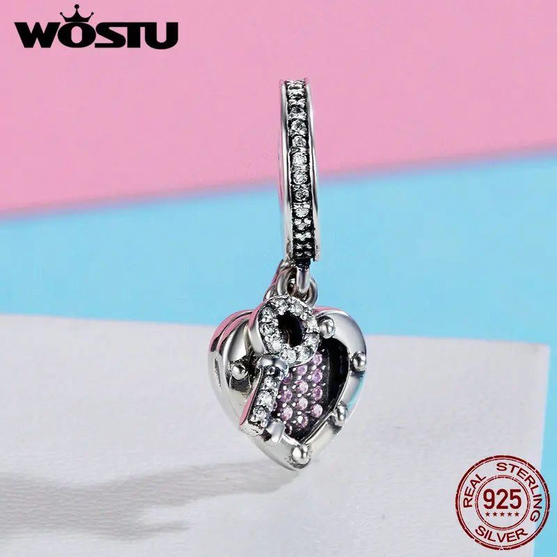 WOSTU лидер продаж настоящее 925 пробы серебряный ключ замок настоящая любовь