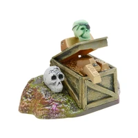 saim aquarium skull ornament fish tank decorations jewelry box decor plastic decoration skeletons treasure chest