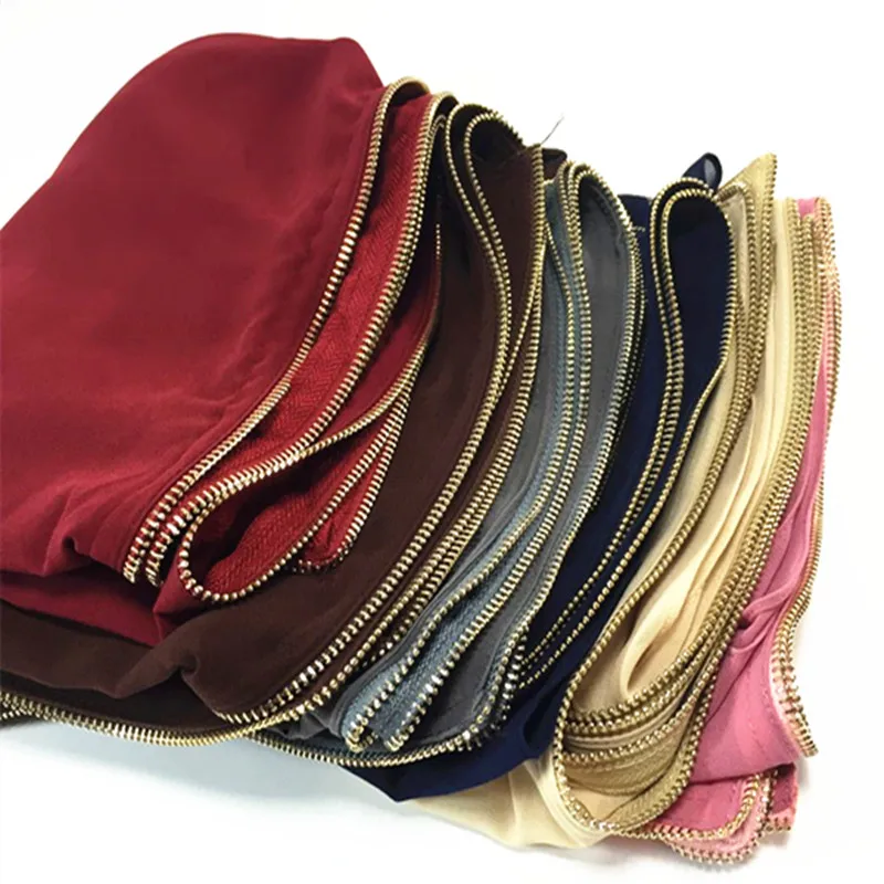 2017 металлическая молния хиджабы bubble шифон мусульманский хиджаб тюрбан