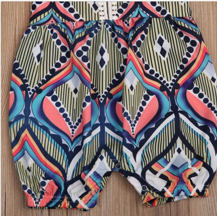 Цветочный богемный комбинезон для новорожденных девочек с геометрическим