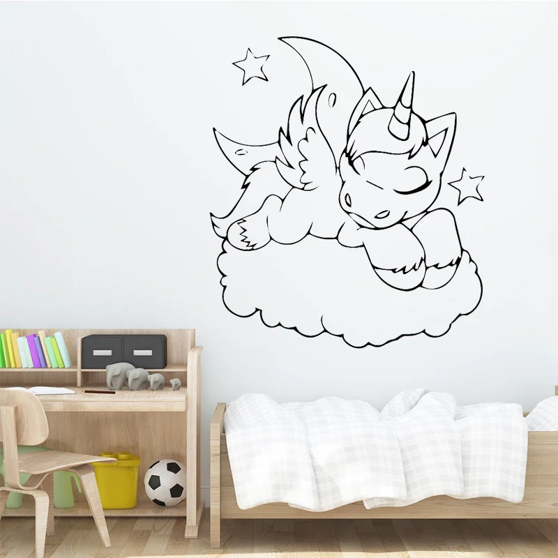 

Free Shipping Diy Lovely Unicorn Wall Sticker Kids Bedroom Decoration Removeable Vinyl Living Room Background Wall Art Decal