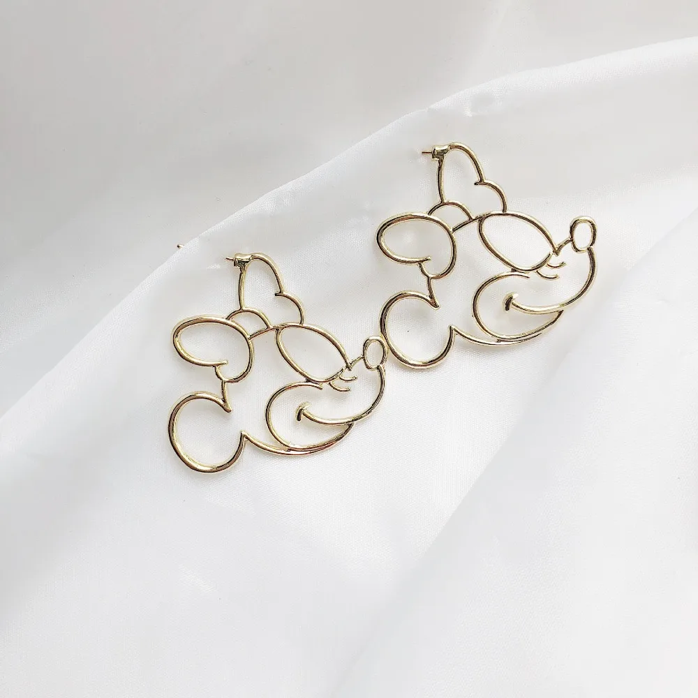Minnie(Gold) FENGLI Дональд Дак и Дейзи Дак Симпатичные серьги-гвоздики для девочки эффектные полые Микки и Минни Сережка с героями мультфильмов подарок на помолвку - Окраска металла: Minnie(Gold)