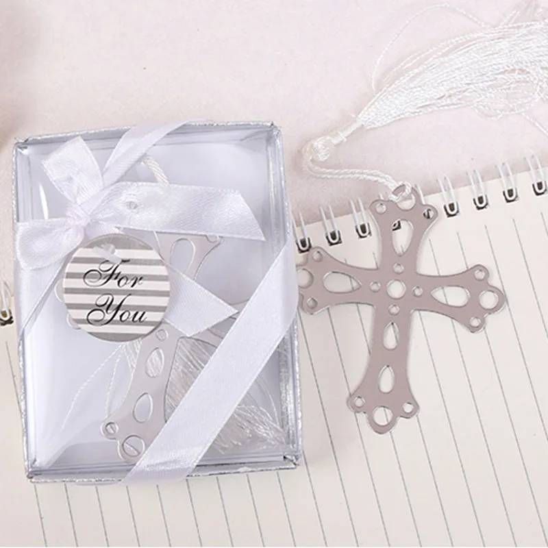 10 PCS Sliver Boxed Cross Hollow Bookmark For Baby Shower Wedding Favours Souvenir Giveaway gifts Guests | Дом и сад