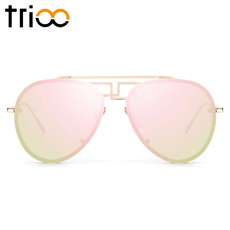 

Женские солнцезащитные очки без оправы TRIOO, синие зеркальные очки в стиле пилота, дизайнерские очки Gafas de sol mujer с цветными линзами, модные сол...