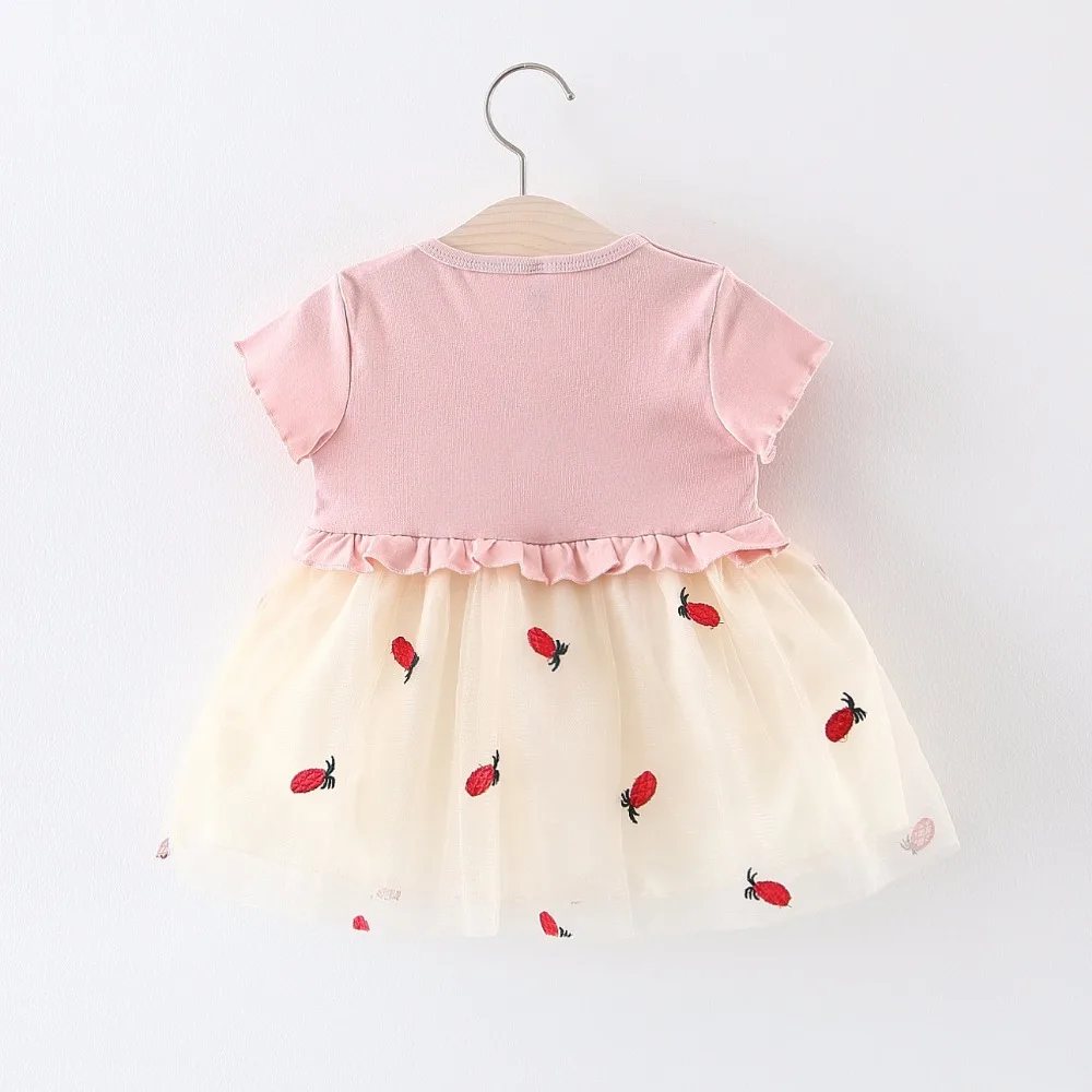 Детское Сетчатое платье с короткими рукавами и вышивкой для девочек европейское