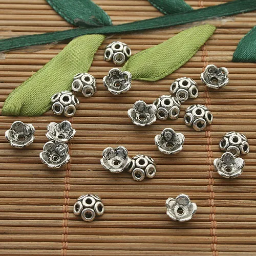 

200pcs dark silver tone circles pattern bead caps h3305