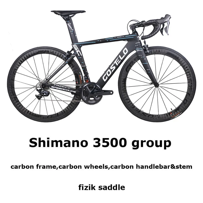 Blue 3500 carbon Costelo Speedcoupe из углеродного волокна, шоссейный велосипед рама Полный дорожный велосипед с колесами группа выноса дешевые велосипед - Цвет: Blue 3500 carbon