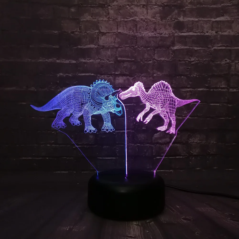 Парк Юрского периода Динозавр ночной Светильник 3D LED микс двухцветная лампа для