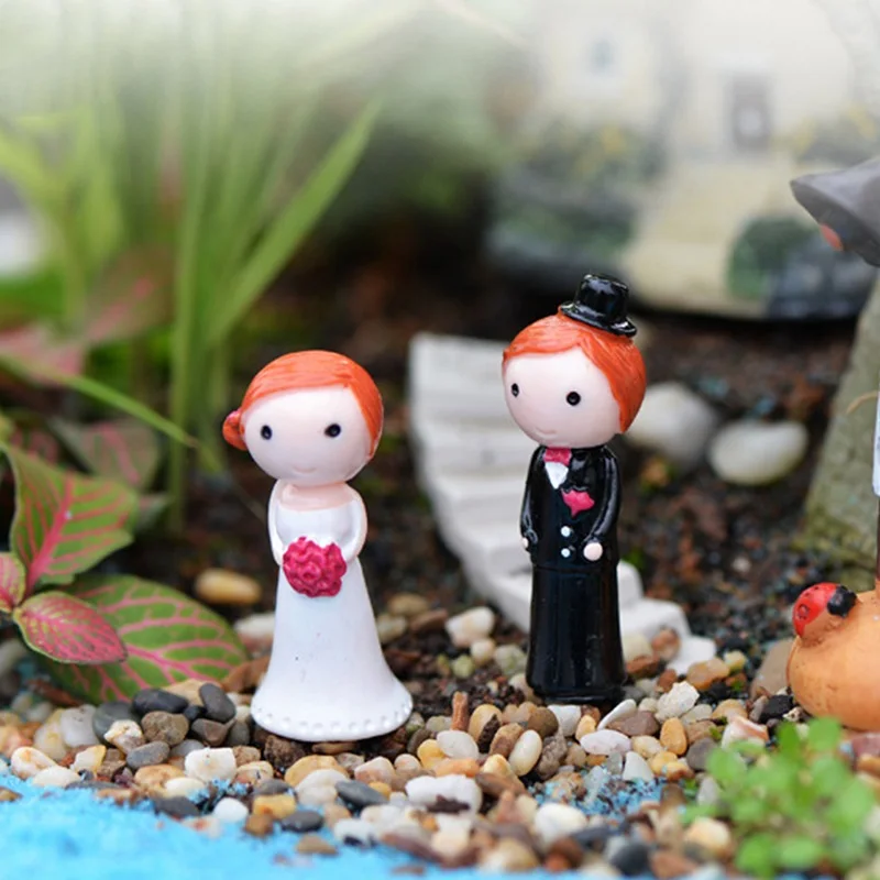 2 шт./партия фигурки кавай Фигурка пара женится на свадьбе микро ландшафт Сделай