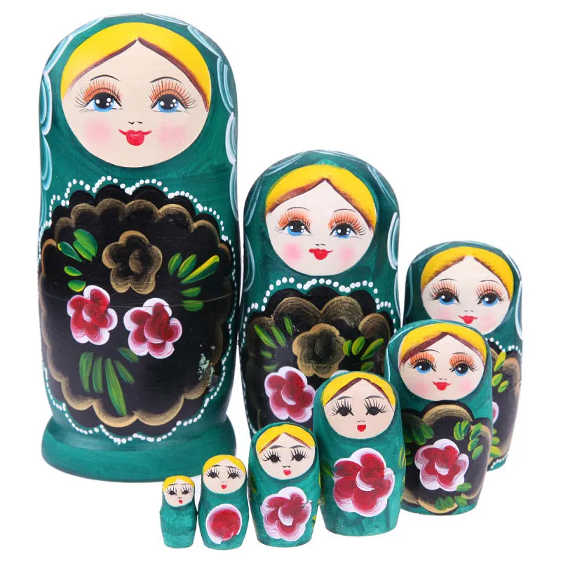 8pcs Girls N Русская Матрешка, куклы из липы, креативный медведь, уши, матрешки, подарок, русская традиционная особенность, этнический стиль, унисекс, сделай сам, куклы - Цвет: 8pcs Girls N