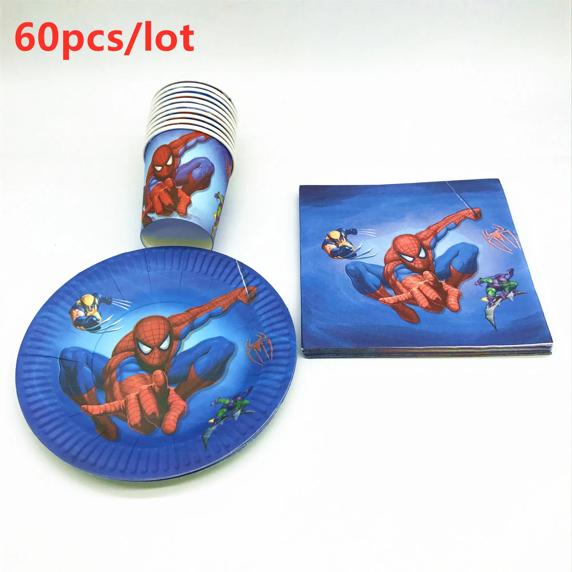 60Pcs Spiderman Theme Kids Boy Birthday Party Tableware Cups Plates Napkins Baby Shower Decoration For Family Supplies | Дом и сад