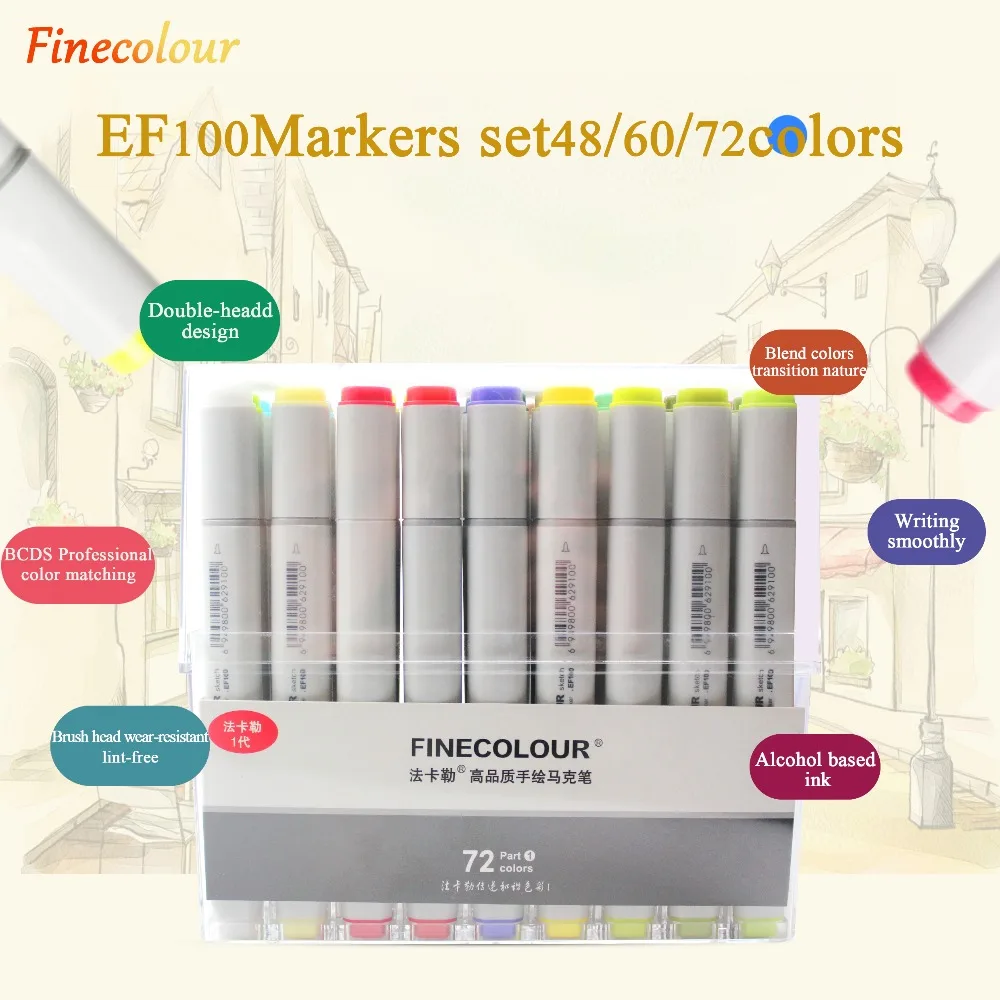 Finecolour EF100 240 цветов чернила на спиртовой основе двухсторонние эскизные