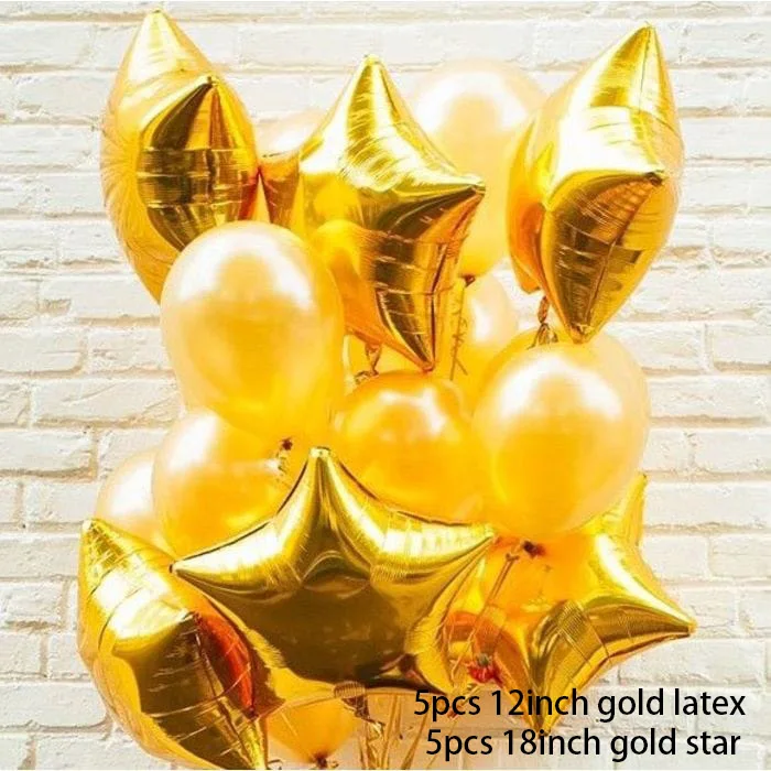 gold foil latex mix 10 блоки из серии "Звездные войны", Детские воздушные шары 18 дюймов розовое золото, серебро, алюминий Фольга шарик для дня рождения вечерние свадебные украшения 1st вечерние игрушка - Цвет: gold foil latex mix