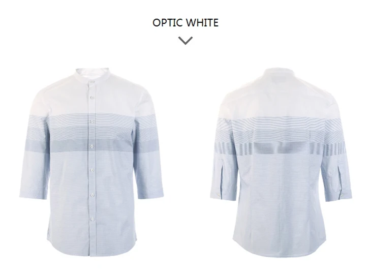 Отборные мужские хлопок Slim Fit полосатый 3/4 рукава белая рубашка S | 419131512