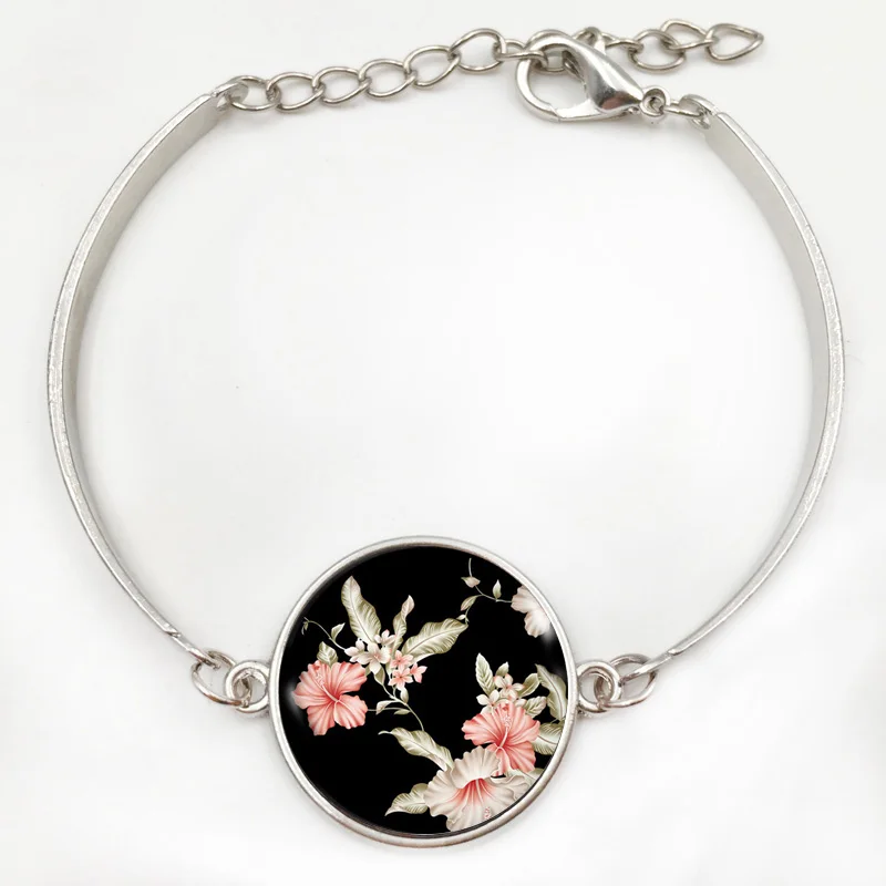 Модное ожерелье с цветком розовый цветок эффектные ожерелья стеклянный кулон