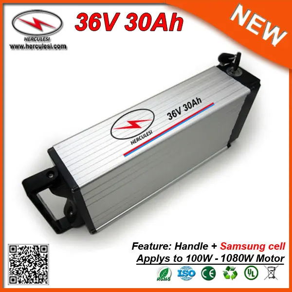 1000W 36V Bicycle Battery 30Ah E Bike for 250W - Bafang 8fun Golden Motor Used S amsung 30B cell with 30A BMS | Спорт и развлечения