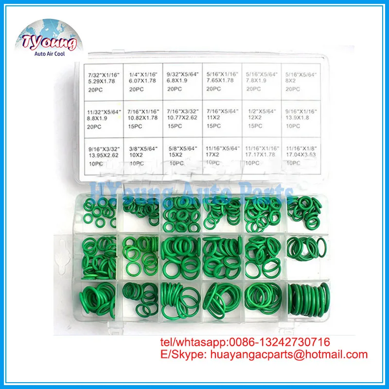 

Free shipping ,270 Pcs 18 Sizes green rubber o-ring, automotive O-ring Oil Seal Gasket, China factory supply