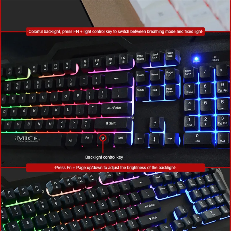 _ Металлическая подвесная клавиатура с подсветкой для игр проводной игровой